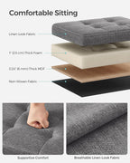 SONGMICS Mazie Collection - Small Folding Storage Ottoman, Foot Rest Stool, 12.2 x 16.1 x 12.2 Inches, 286 lb Load Capacity, for Living Room, Bedroom, Home Office, Dorm, Dark Gray ULSF102G01