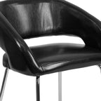 EMMA + OLIVER Contemporary Black LeatherSoft Side Reception Chair with Chrome Legs