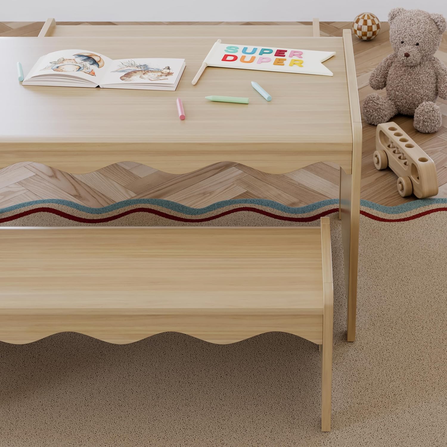 Storkcraft Casablanca Montessori Indoor Kids Table & Bench Set – Premium Kids Activity Table and Bench Set, Toddler Furniture for Crafts and Snack Time, Durable & Easy-to-Clean Surface (Driftwood)