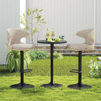 Furnimart Outdoor Bar Stools Set of 2, 360° Swivel Patio Bar Chairs with Adjustable Height & Waterproof Cover, PU Seat & Textilene Mesh Back, Counter & Bar Height Stools for Backyard, Balcony, Beige