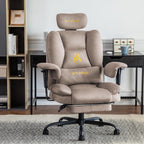 Symino Gaming Chair with Foot Rest, Unique Up/Down Armrests, Twill Fabric Ergonomic High Back Chair, 150° Recline Solid Color Computer Desk Chair, Light Coffee
