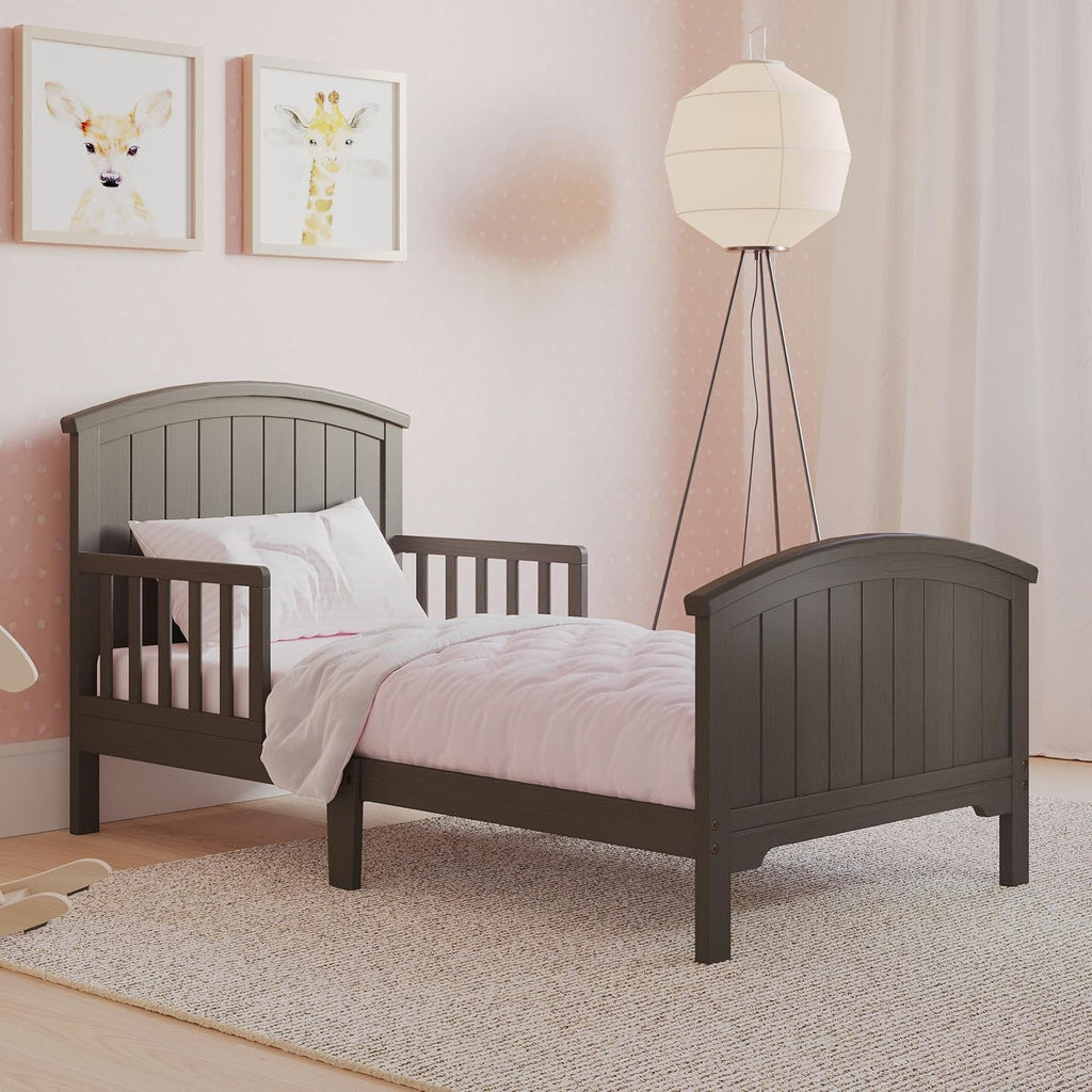 Child Craft Hampton Toddler Bed and Dresser Bedroom Furniture Set, 2 Piece, Low to Ground Design (Dapper Gray)