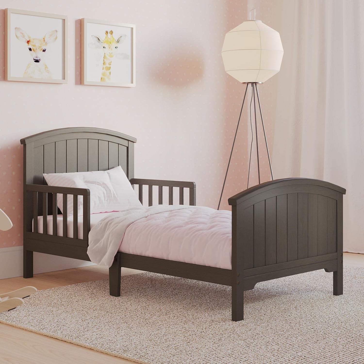 Child Craft Hampton Toddler Bed and Dresser Bedroom Furniture Set, 2 Piece, Low to Ground Design (Dapper Gray)