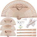 Personalized Wedding Fans for Wedding Guests Bulk, Custom Wooden Folding Handheld Fans with Tassels & Organza Bags, Wedding Favors, Party Gifts, Folding Fans, Gift for Guests (30PCS)