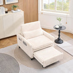 Foldable Sofa Bed Chair for Small Spaces, Comfortable Lounger with Pillow for Apartment, Bedroom, Balcony, Multi-Reclining Positions, Compact and Space Saving (Beige)