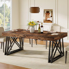 Tribesigns 63-Inch Dining Table for 4-6, Industrial Farmhouse Kitchen Table with Reinforced X-Shaped Metal Legs for Dining & Living Room, Kitchen, Vintage Brown and Black