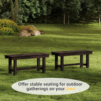 Wood Outdoor Garden Bench 35" Backless Bench 2-Person Seat 100% Solid Fir Carbonized Weatherproof Patio Bench Indoor Bathroom Seat Entryway Shoe Bench for Garden Porch Backyard Pool Balcony (Small)