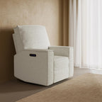 Storkcraft Texas Nursery Power Recliner Swivel Glider – Oeko-TEX 100 Certified, Nursery Rocking Chair with Push-Button Electronic Recline Function, USB-A and USB-C Charging Ports (Ivory Boucle)