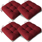 AddGrace Extra Thick Chair Cushions for Dining Chairs Set of 4 Non-Slip Kitchen Chair Pads Soft Dining Room Seat Cushion with Ties 16" x 16" x 4" Dark Green