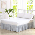 Laura Ashley - Queen Bedskirt, 100% Cotton Fabric with a Smooth and Lightweight Construction, 14.5" Drop Length, Stripe Bedding Design (Classic Ticking Blue)