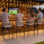 Crestlive Products Outdoor Bar Stools Set of 4, 26" Counter Height Stackable Modern Patio Bar Chairs with Rattan Back, for Garden Deck Pool Backyard