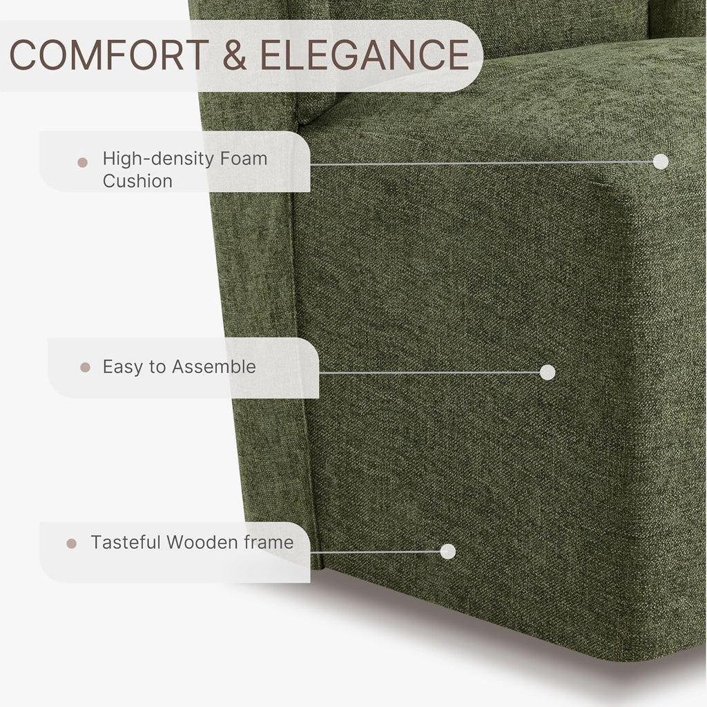 KISLOT Dining Chairs with Casters Require Assembly Upholstered Wingback Single Sofa Armless Deskchair for Bedroom Waiting Room Kitchen Diningroom