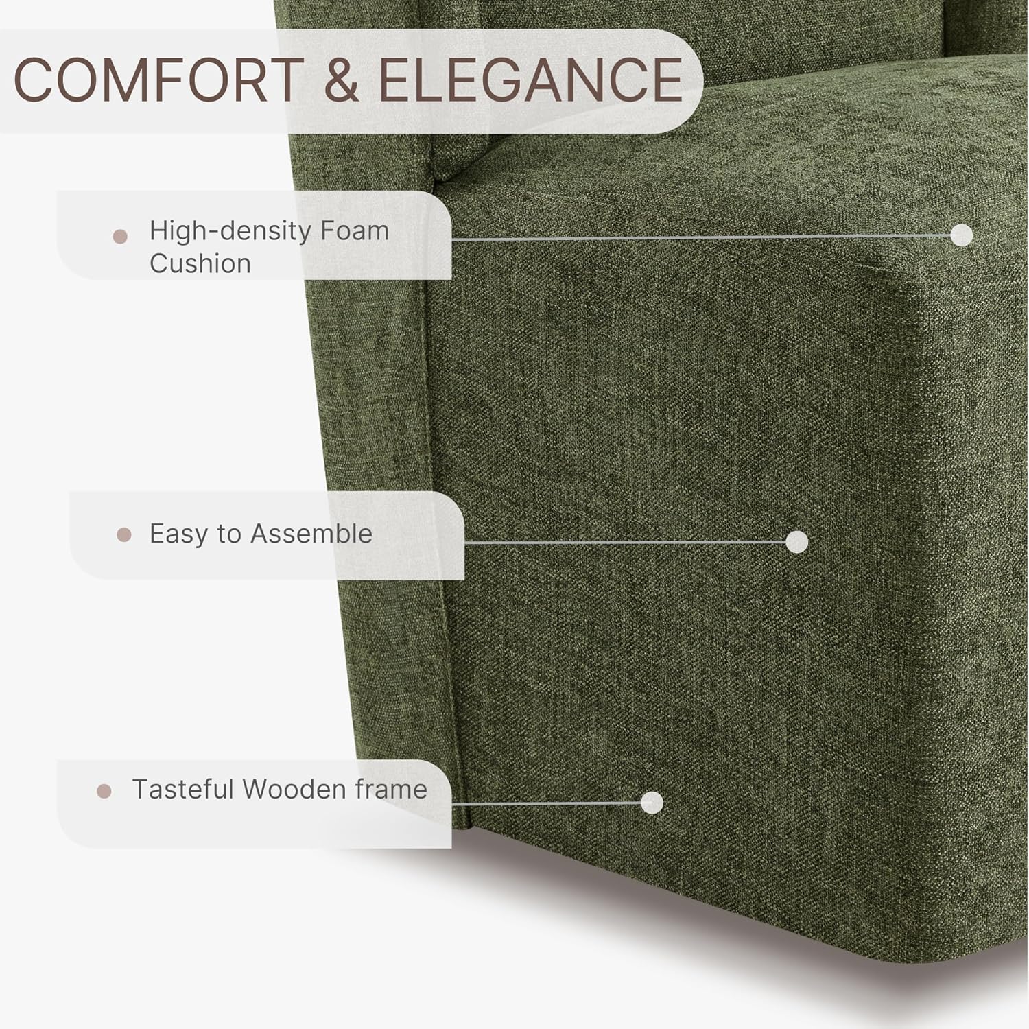 KISLOT Dining Chairs with Casters Require Assembly Upholstered Wingback Single Sofa Armless Deskchair for Bedroom Waiting Room Kitchen Diningroom