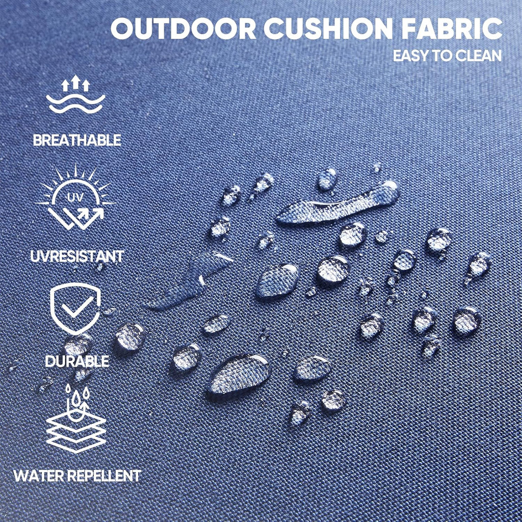 Swivel Patio Chairs sofa Set of 4 with 6" Thick Cushion - Wicker Outdoor Swivel Rocker Patio Chair ,Sofa/Glass coffee table, High Back Comfortable Outdoor Glider Chairs - Grey Wicker | Blue Cushions