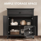 32'' Buffet Cabinet with Storage, Sideboard Cabinet with Drawer and Adjustable Shelf, Modern Accent Storage for Kitchen, Living Room, Entryway, Black