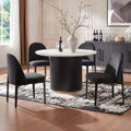Morden Fort Boucle Dining Chairs Set of 4, Thick Upholstered Chairs with Metal Legs & Curved Backrest, Post Modern Minimalist Chair for Dining Room, Kitchen, Living Room, Bedroom, Apartments, Black