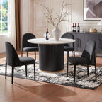 Morden Fort Boucle Dining Chairs Set of 4, Thick Upholstered Chairs with Metal Legs & Curved Backrest, Post Modern Minimalist Chair for Dining Room, Kitchen, Living Room, Bedroom, Apartments, Black