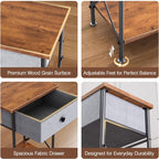 VECELO Night Stand Set of 2, Nightstand for Apartment, Dorm End Table for Small Spaces, Wood Side Table for Living Room, Bedside Table with Drawer for Bedroom, Easy Assembly, Rustic Brown