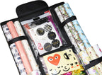 Freegrace Double-Sided Hanging Gift Wrap Organizer - Large 16 x 41 Inch Wrapping Paper Storage Bag - Tearproof 600D Oxford Closet Gift Bag & Ribbon Organization Storage Caddy, Beige (Black)