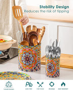 vancasso SIMI Utensil Holder, 7.3"+5.5" Porcelain Kitchen Utensil Holder for Countertop, Bohemian Kitchen Utensil Organizer for Spatulas, Spoons, Ladles, Decorative Counter Utensil Crock, Regal Bloom