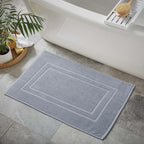 Feather & Stitch 2 Piece Towel Like Bath Mats (30x21 Inch) 100% Cotton Terry Bath Mats, Bathroom Shower Floor Mats [NOT A Bathroom Rug], Soft Absorbent Washable Mats - Grey