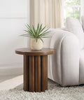 20'' Round End Table Wood Side Table for Living Room, Modern Mid-Century Retro Style for Apartment Bedroom Office, Brown (ø20'' x 20'')