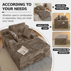 66" Chaise Lounge Chair Indoor,Oversized Boneless Single Sleeeper Couch Bed,Corduroy Cloud Sofa with 3 Soft Pillows for Livingroom,Bedroom,No Assembly,(Khaki)