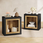Tribesigns Modern End Table with Frame-Inspired Design, Rustic Wood Cube Rectangle Side Table with Large Storage Shelf, Industrial Sofa Couch Tables Accent for Living Room, Entrance