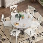 43.3''-59'' Round Extendable Dining Table for 4-6, Modern Kitchen Extendable Dining Room Table with 2-Tier Storage Shelves, Round Oval Dinner Table with Storage for Kitchen Living Room