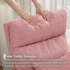 Garvee Rocking Chair, Teddy Fleece Glider Chair with Side Pockets, Nursery Chair with Pillow, Rocking Accent Armchair for Living Room Bedroom Nursing Room, Pink