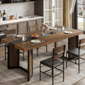 knoworld Rectangular Industrial Dining Room Table for 8 People, 71" Long Wood Kitchen Table with Strong Metal Frame, Large Dinner Room Table for Big Family, Restaurant, Party, Reddish Brown