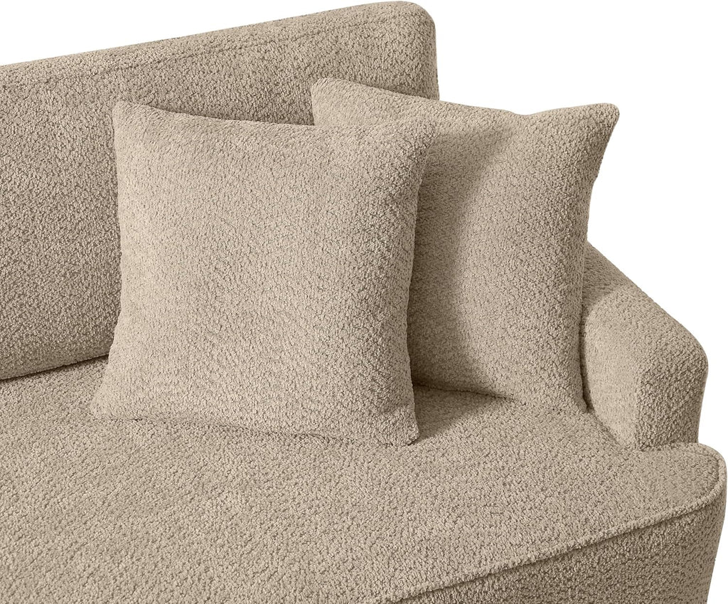 ERYE Left Facing Boucle Upholstered Chaise Lounge with Ottoman Set, Modern Minimalist Chaise Lounge Single Leisure Recliner Sleeper Sofa Daybed for Living Room Bedroom