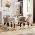 Upholstered Dining Chairs Set of 4 - Modern Dining Room Chairs, Mid-Back Restaurant Kitchen Chairs with Wooden Legs, Camel