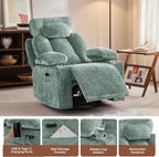 Recliner Chair, 360° Swivel Rocker Recliner for Adults, Rocking Recliners with Massage & Heat, Nursery Rocking Chairs with Cup Holders, Manual Reclining Glider for Living Room, Nursery