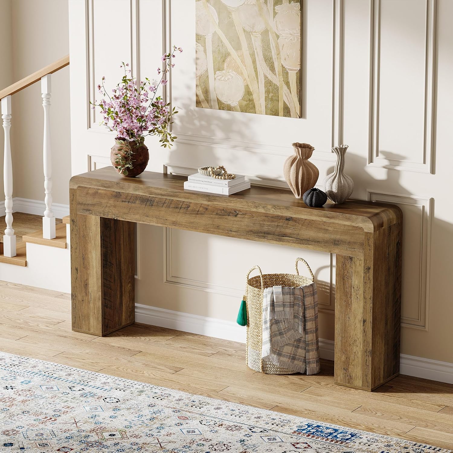 Tribesigns 70.9-Inch Extra Long Console Table, Rustic Wooden Sofa Table Behind Couch, Farmhouse Entryway Console for Living Room, Entryway, Hallway, Foyer (Brown)