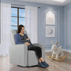 Evolur Holland Upholstered Plush Seating Glider Swivel, Glider Chair for Nursery in Light Grey, Modern Nursery Glider, Tool-Free Assembly, Easy to Clean, Environmentally Conscious Glider