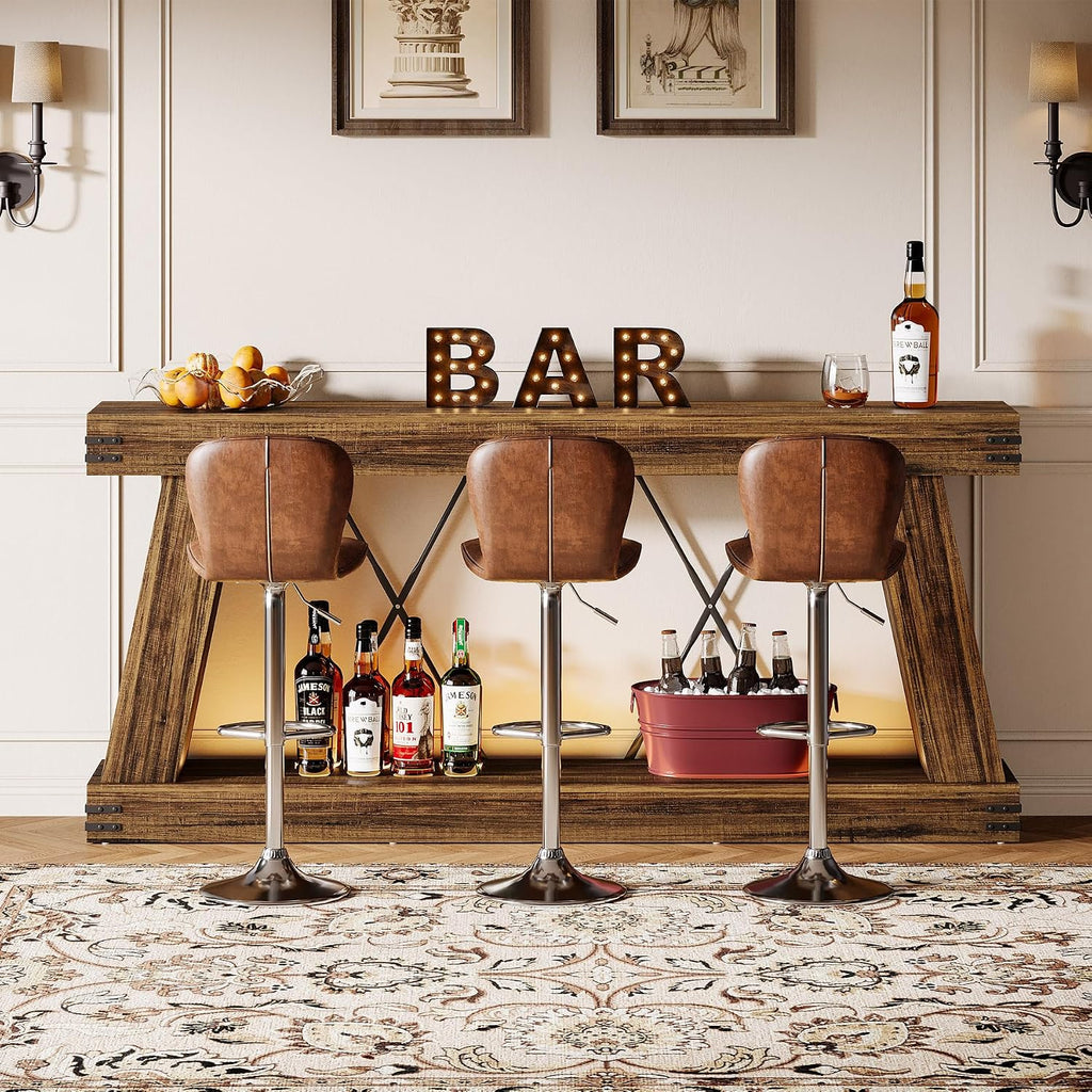 Tribesigns 70.9" Farmhouse Console Table, Long Sofa Table Behind Couch with Storage, Narrow Wooden Console Station, Industrial Rustic Entryway Furniture for Hallway, Entry, Living Room (1, Dark Brown)
