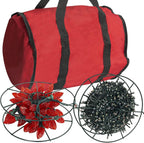 Dazzle Bright Christmas Lights Storage Bags, 3 Metal Reels to Store Holiday Christmas String Lights, Red Tear Proof Oxford Fabric Zip up Bag with Reinforced Handles