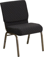 EMMA + OLIVER 21" W Stack Church Chair, Black Dot Patterned Fabric/Gold Vein