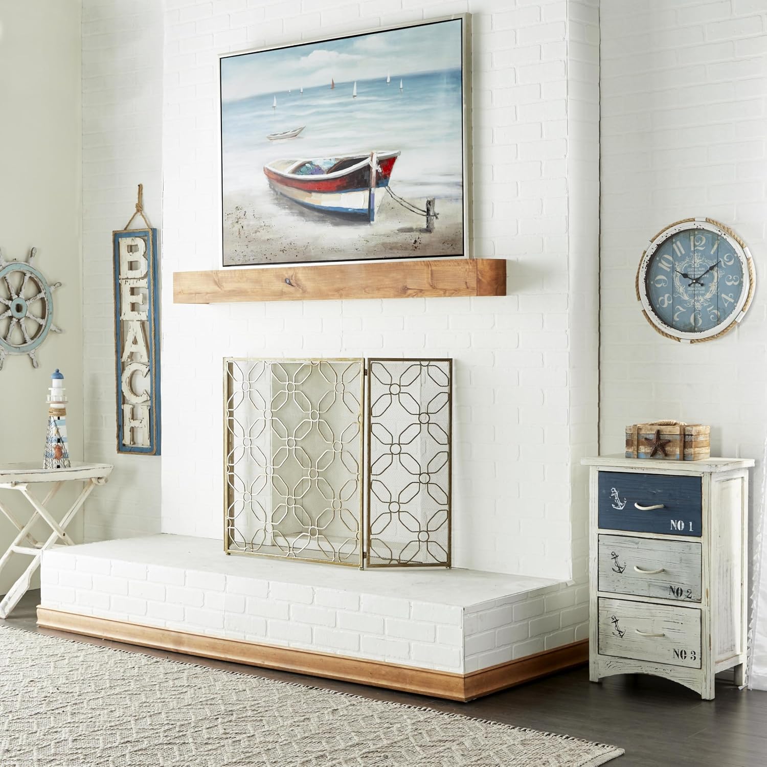 Deco 79 Canvas Sail Boat Framed Wall Art with Silver Frame, 47" x 2" x 36", Multi Colored