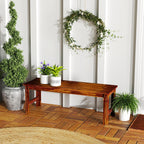 Two-Seat Wooden Park Bench with Slatted Design