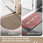 BEQHAUSE Dirt Trapper Door Mat 17" x 30" Half Circle Non Slip Washable Doormats Entrance Rugs Absorbent Welcome Low Profile Floor Mats for Front Back Door and Entryway, Taupe
