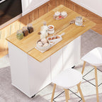 SUNLEI Kitchen Island with Storage Cabinet & Foldable Drop Leaf, Buffet Sideboard Cabinet, Cart Handle for Towel Rack, Drop Leaf, Portable Islands for Kitchen (Stylish White, 39.7-INCH)