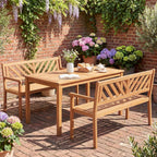 Tangkula Acacia Wood Outdoor Loveseat Bench, 2-Person Patio Garden Bench with Armrests & Backrest, Slatted Wooden Outside Seating Furniture for Backyard, Porch, Deck (V-Shaped Backrest)