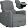 Evolur Belmont Nursery Glider Chair with Massager in Cosmic Grey, Power Recliner with 275° Swivel, Lumbar Support Modern Rocking Chair for Baby Room, Nursery & Living Room