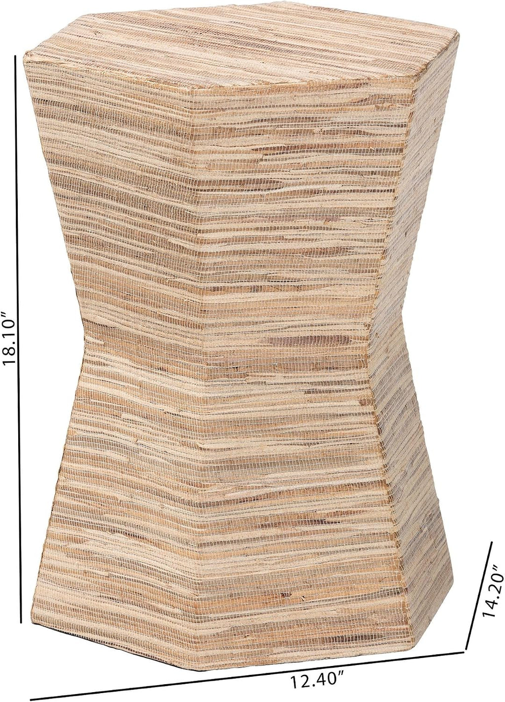bali & pari Idana Bohemian Woven Grasscloth Hourglass End Table