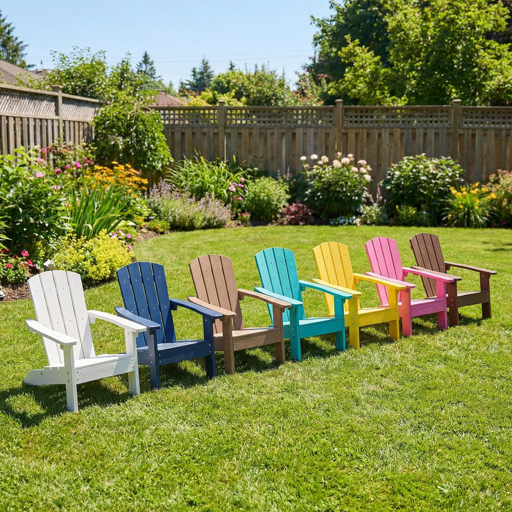 Giantex Kids Adirondack Chair, All-Weather HIPS Children's Outdoor Chair w/Ergonomic Design, Toddler Lawn Chairs for Age 3-8, Kids Beach Chair for Garden Patio Backyard (1,White)