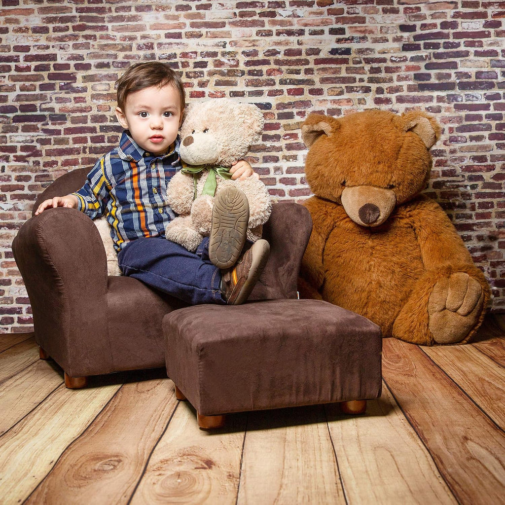Roundy Kids Chair with Ottoman, Microsuede Upholstered, Ergonomic & Comfortable Design, Sturdy Wooden Frame, Ideal for Boys & Girls Ages 2-5, Easy to Clean, Perfect for Bedrooms, Playrooms & Daycares