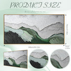 Sintuff 28 x 55 Inch 3D Textured Large Framed Art Prints, Abstract Hand-painted Sage Green Beige Beach Ocean Waves Oil Painting, Minimalist Artwork Wall Decor for Living Room Bedroom