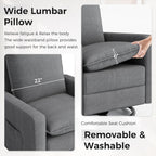 Swivel Glider Recliner for Adult Indoor Upholstered Lounge Nursery Chair Single Sofa with Side Pockets for Living Room Bedroom
